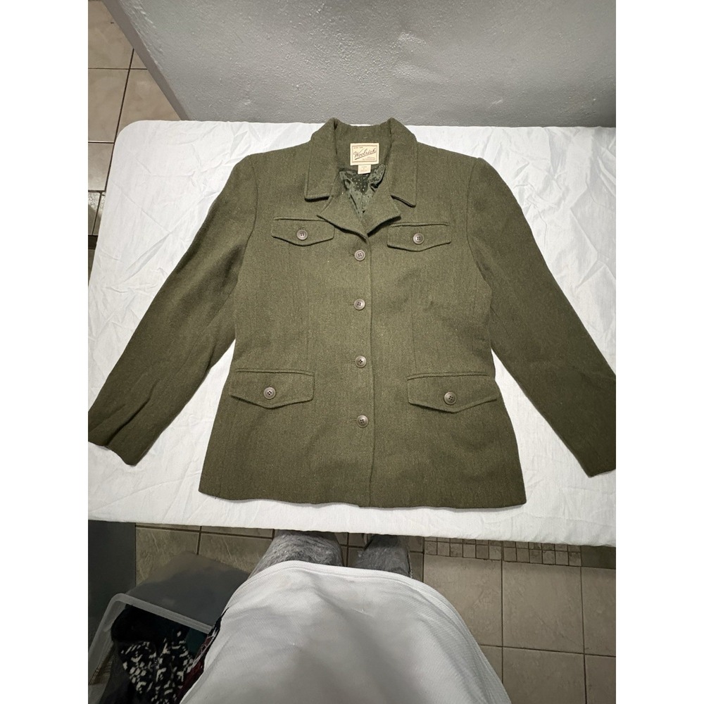 Woolrich Vintage Olive Green Wool Blend Utility Field Jacket Blazer Size S